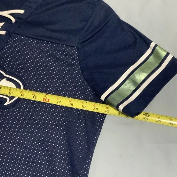 Majestic SEATTLE SEAHAWKS Team Blue NFL FOOTBALL T-SHIRT Lady Fan Women's XL - Picture 9 of 10